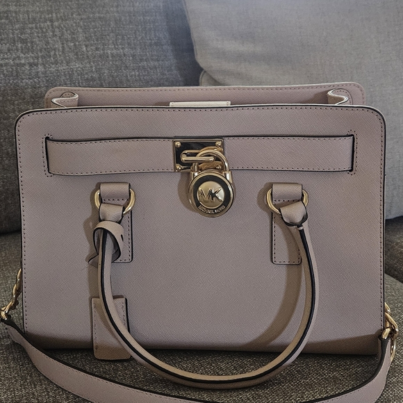 Michael Kors Handbags - Michael Kors Satchel in Beige with Gold Hardware